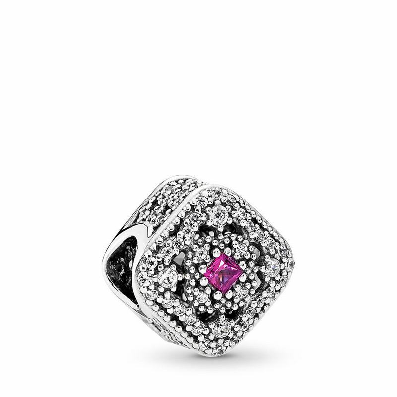 Pandora Fairytale Treasure Charm - Sterling Silver/Pink/Mixed Stones/Cubic Zirconia - Canada | SO817